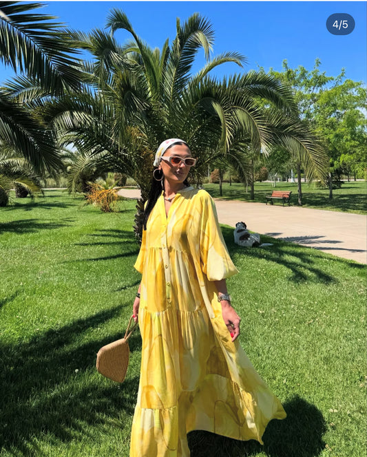 Robe longue “Sunlight Breeze” jaune citron