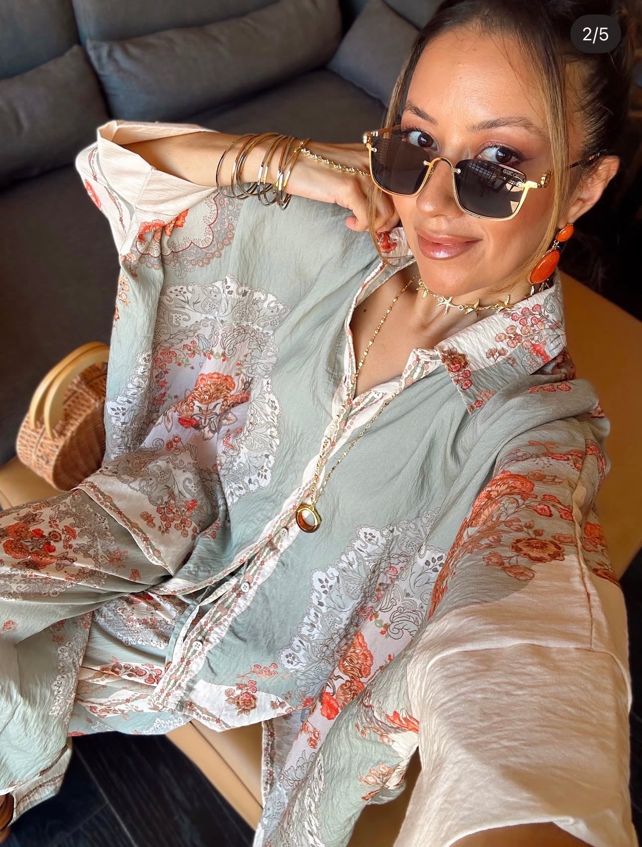 Kimono Floral — Blanc & Rose Pêche