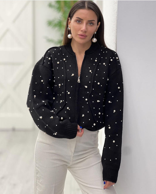 Cardigan Noir avec Strass