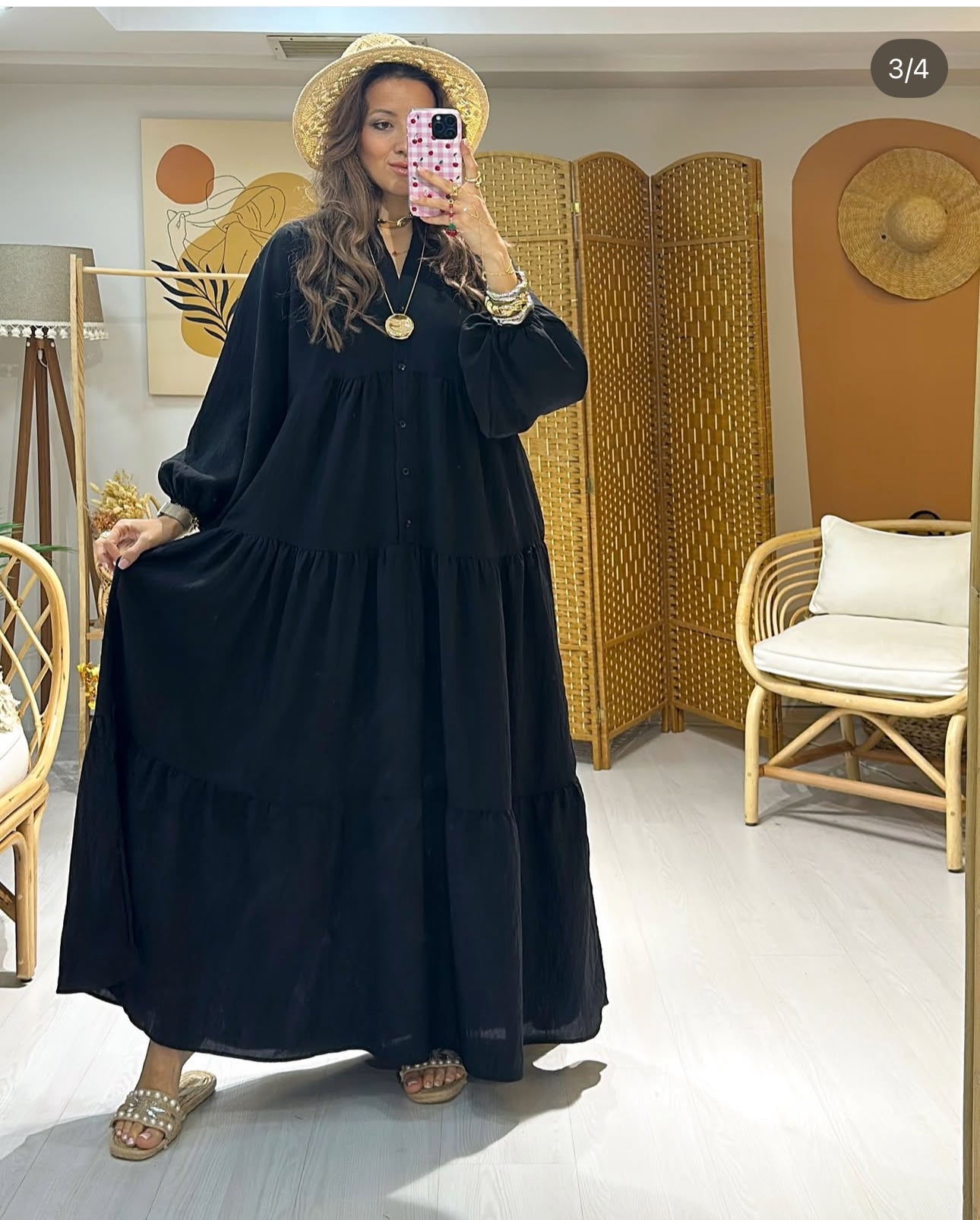 Robe Longue Bohème Noire – Édition Été