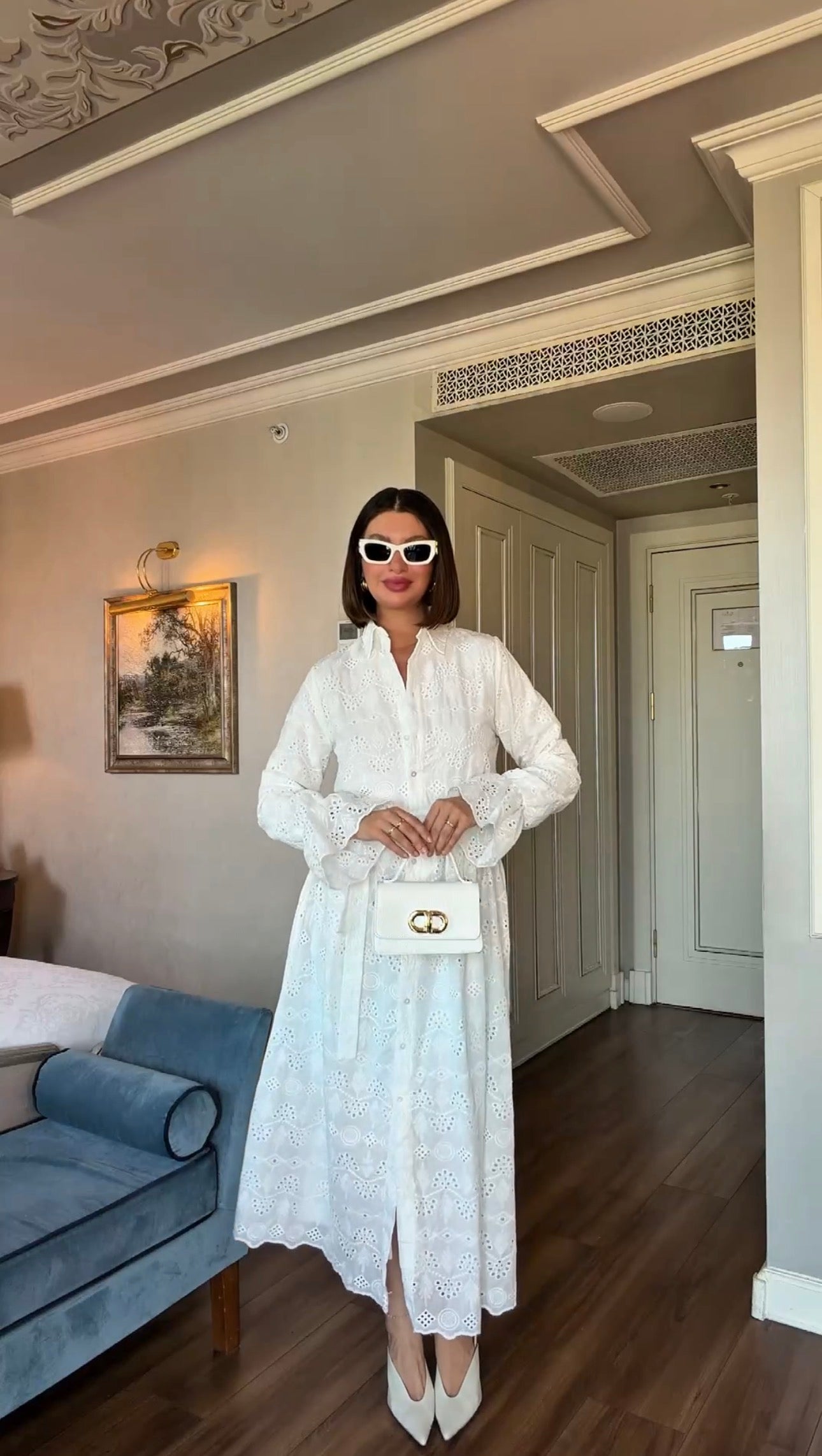 Robe Longue Blanche Broderie Anglaise – Élégance Bohème Chic