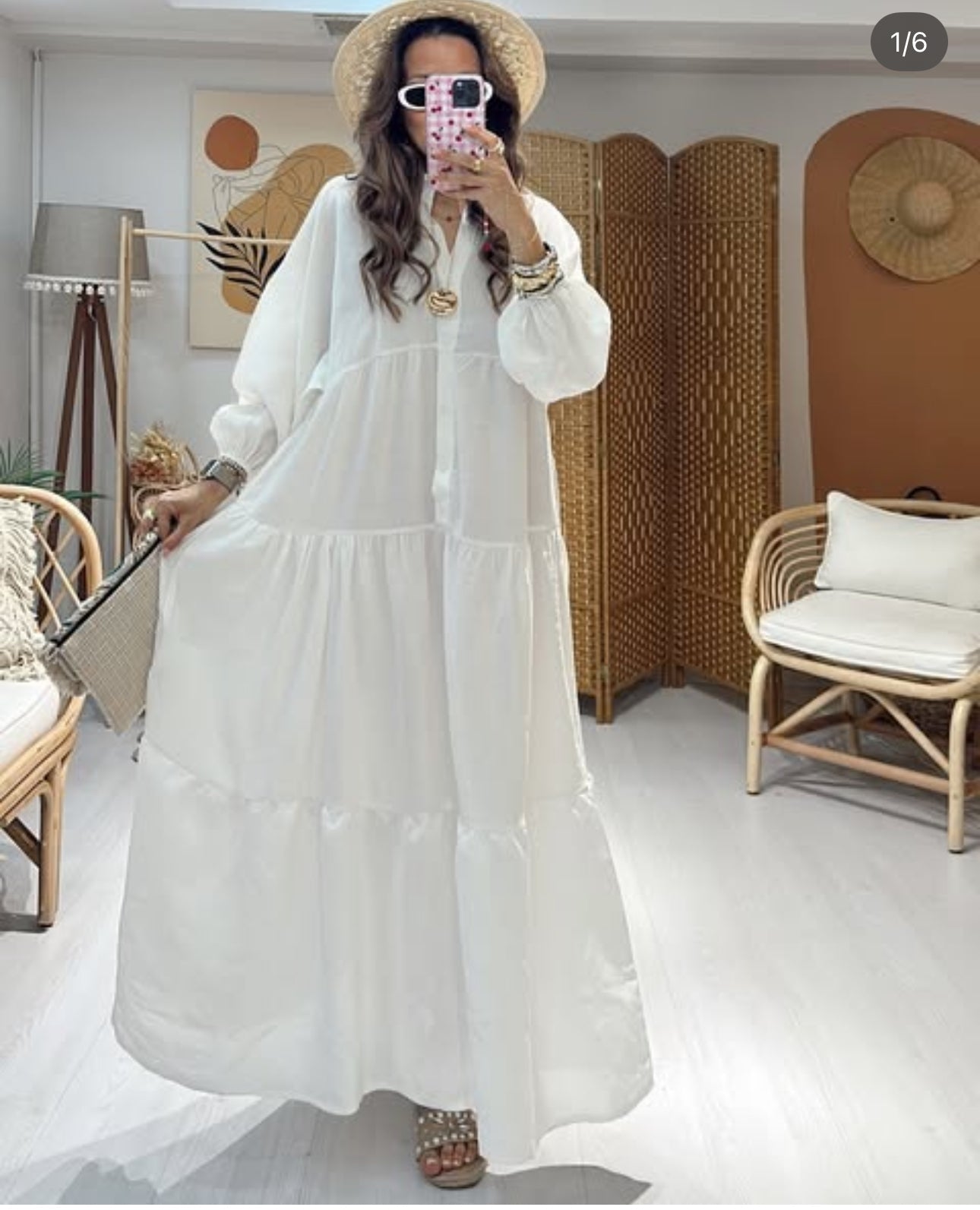 Robe “Blanche Pureté” – Longue fluide unie en coton aérien