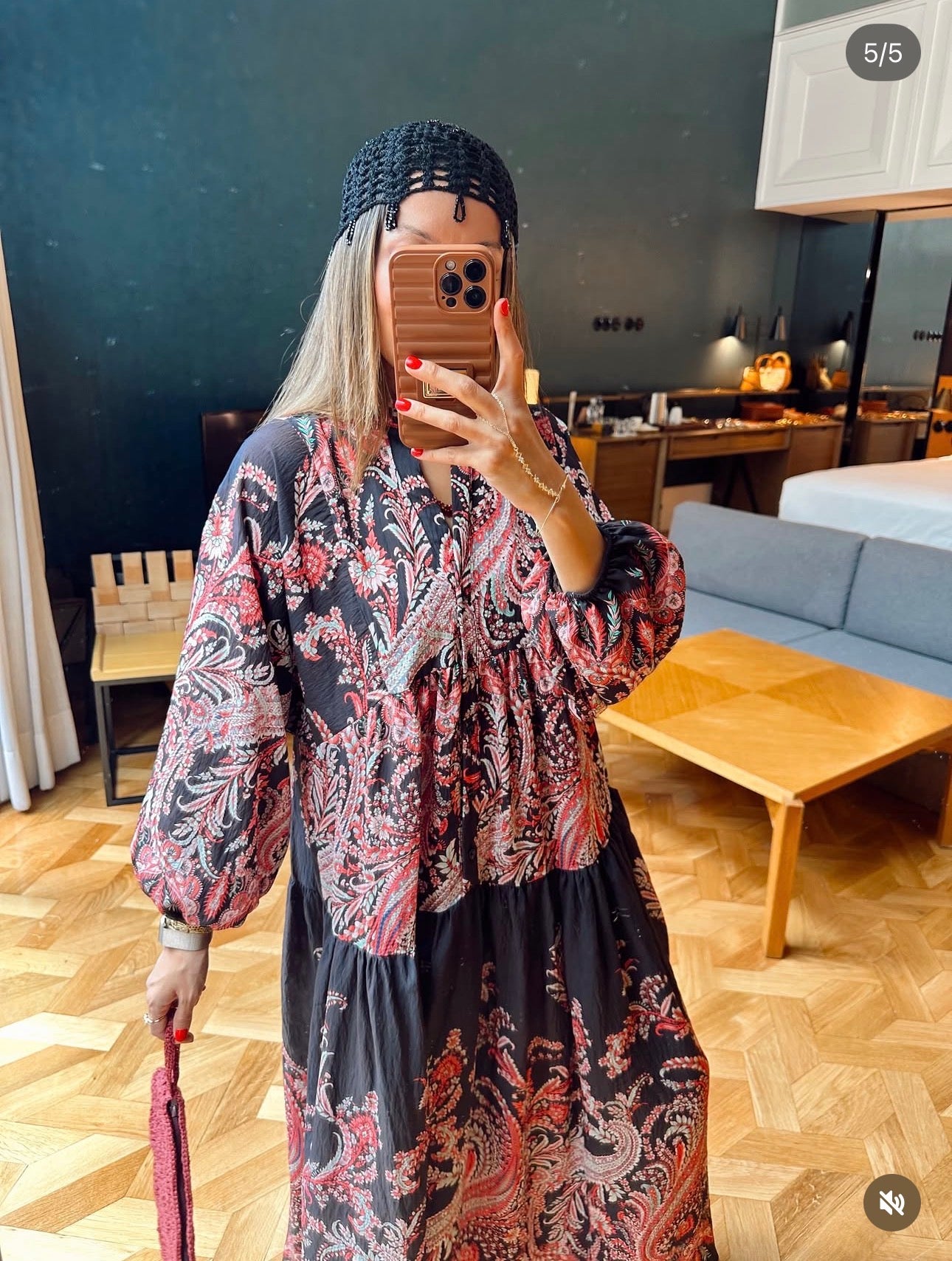 Robe Baroque Noir & Rose Ancien