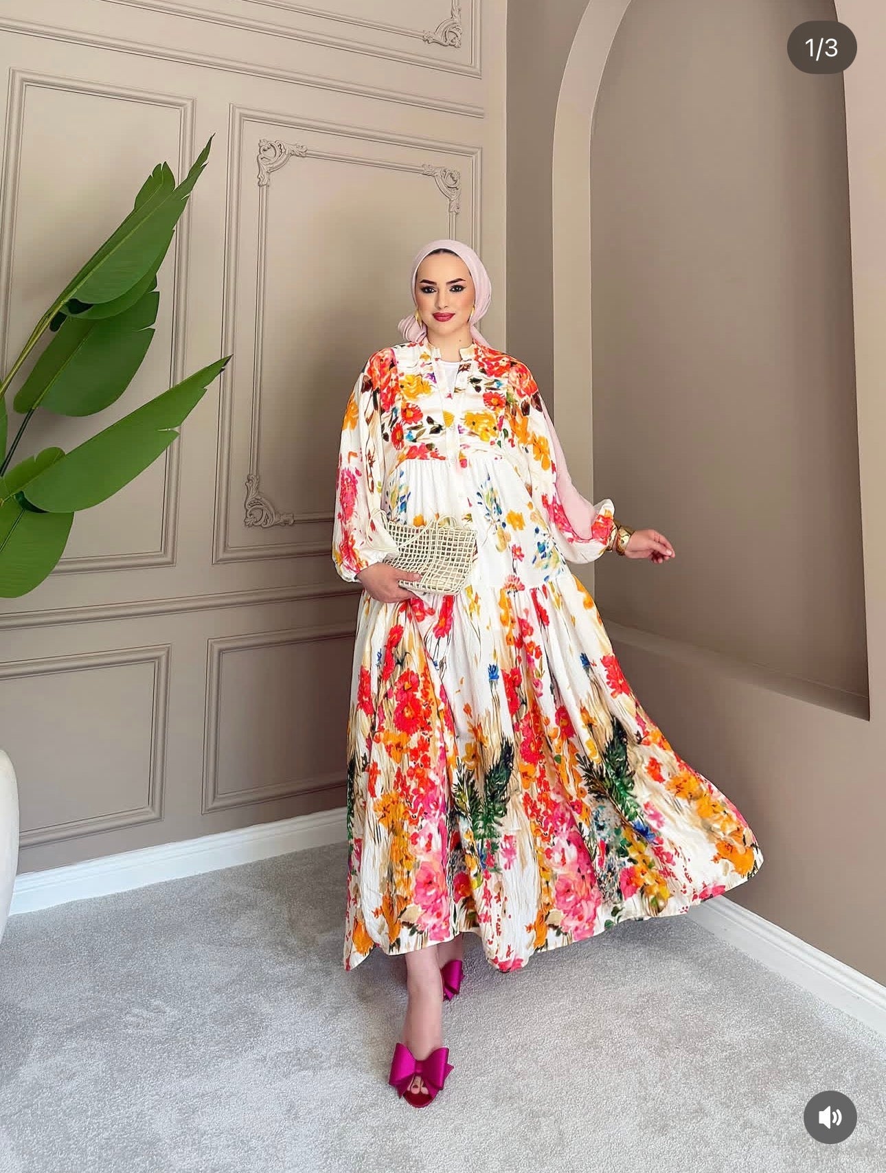 Robe longue à imprimé floral aquarelle — fond écru multicolore