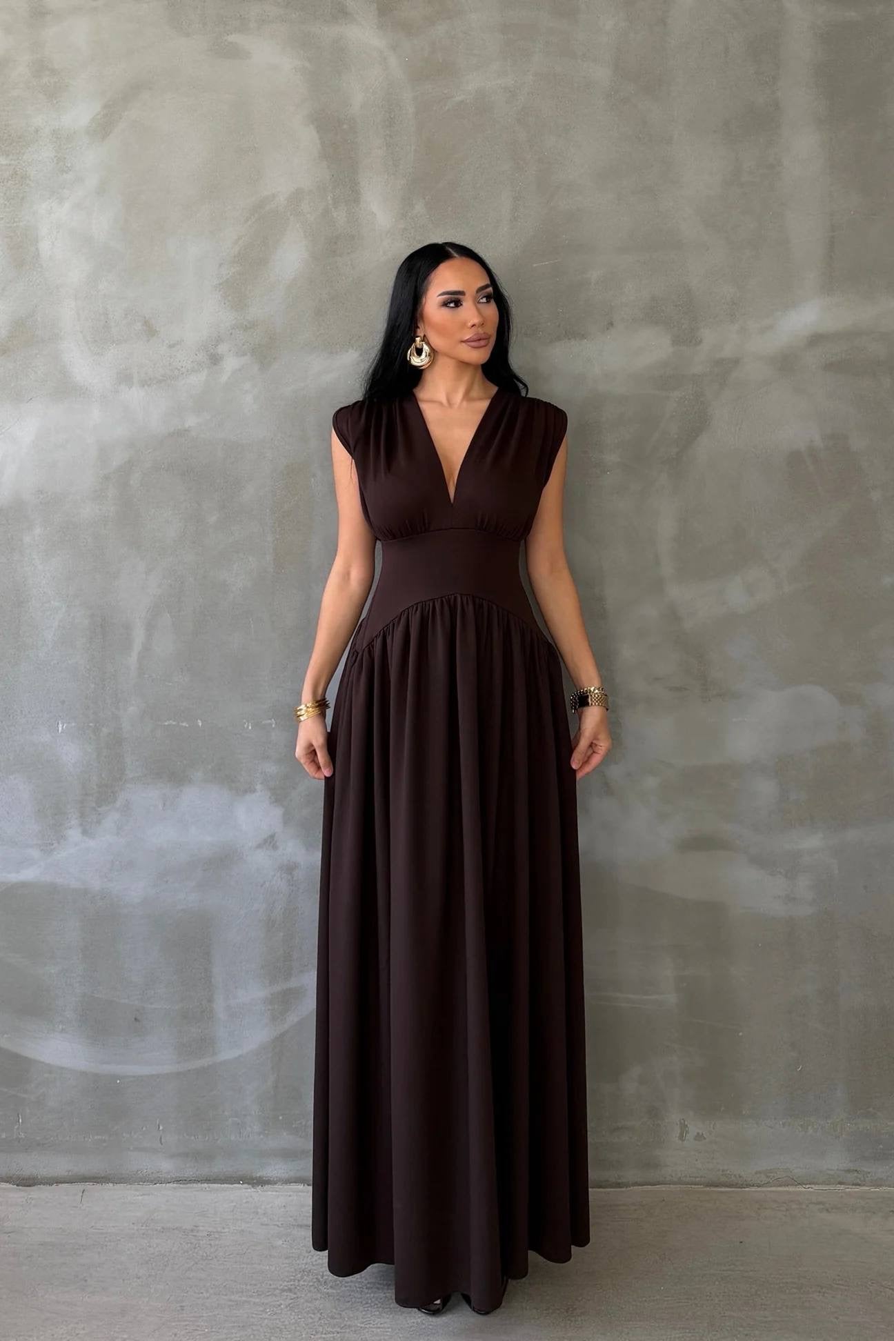 Robe longue fluide à col V