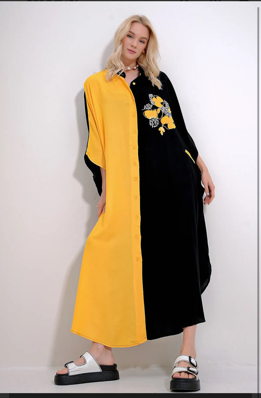 Robe Mandala Noire Jaune