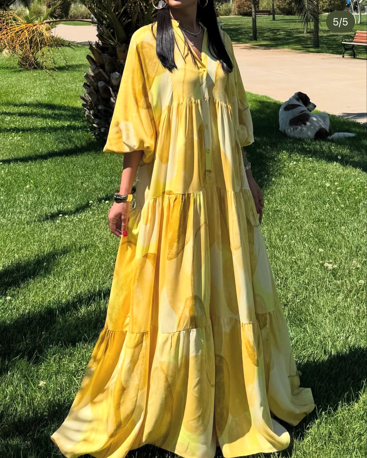 Robe longue “Sunlight Breeze” jaune citron