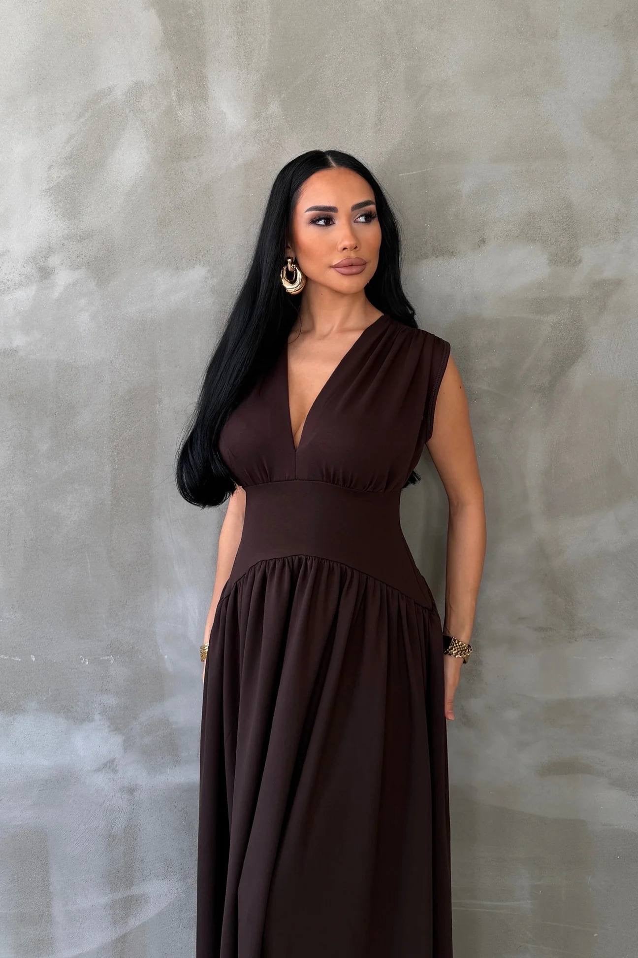 Robe longue fluide à col V