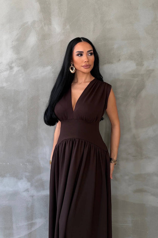 Robe longue fluide à col V
