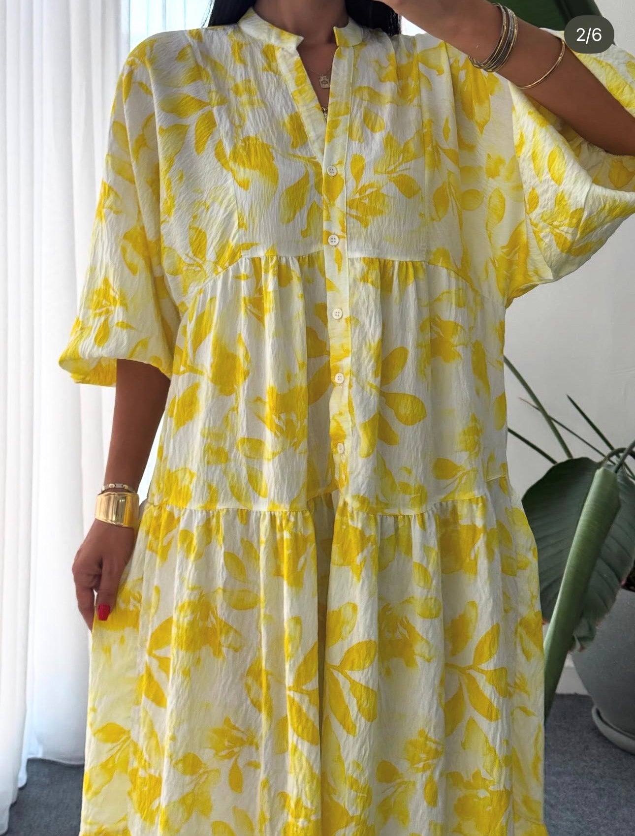 Robe Longue Fleurie Jaune Soleil