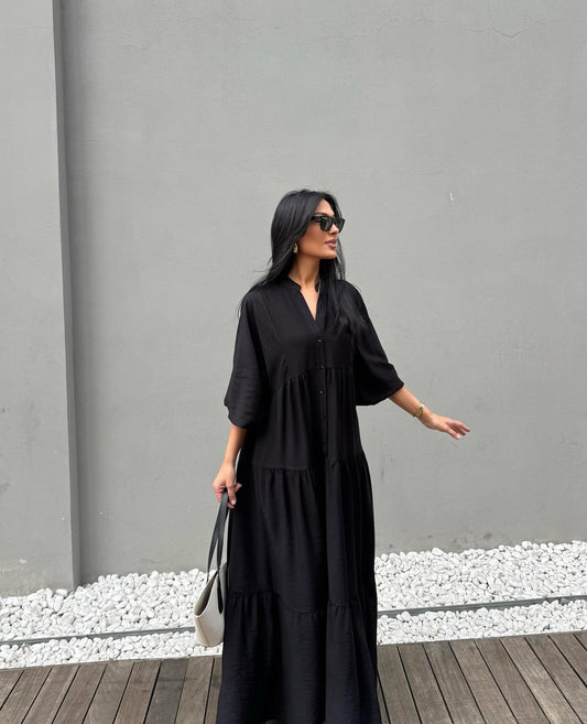 Robe Longue Bohème Noire – Édition Été