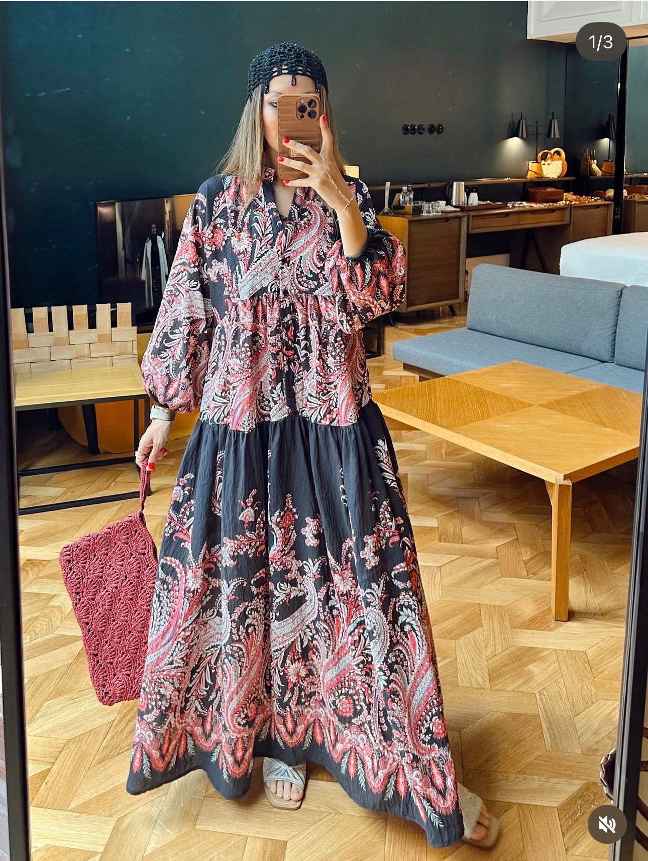 Robe Baroque Noir & Rose Ancien