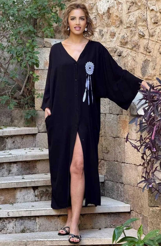 Robe Mandala Noire Élégance