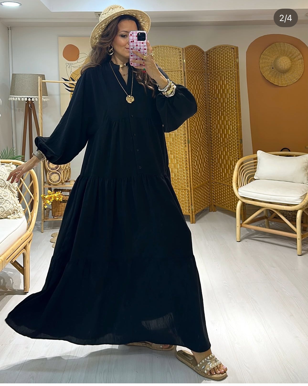 Robe Longue Bohème Noire – Édition Été