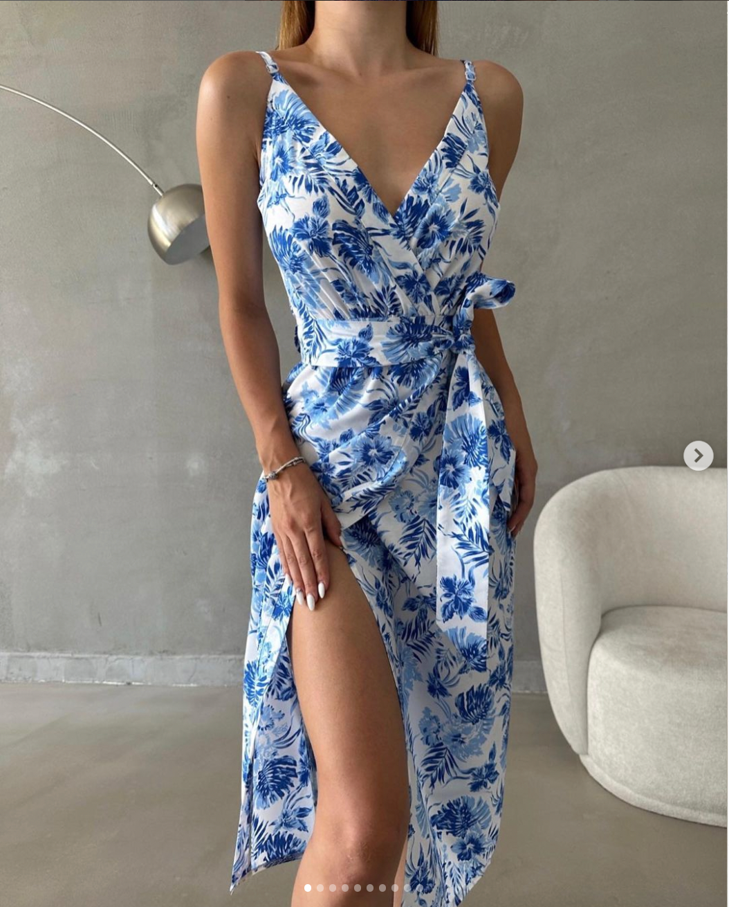 Robe longue sans manche à motifs