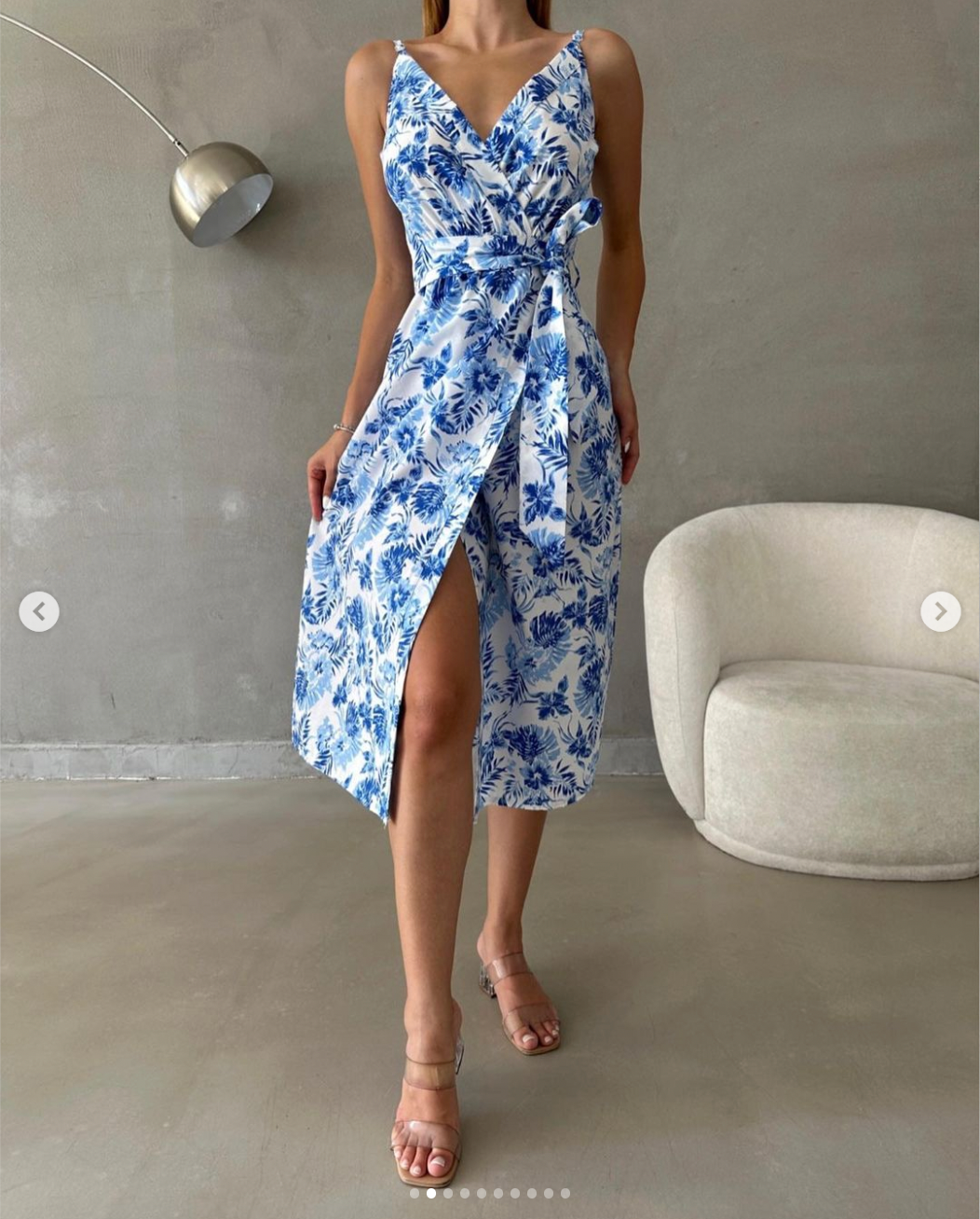 Robe longue sans manche à motifs