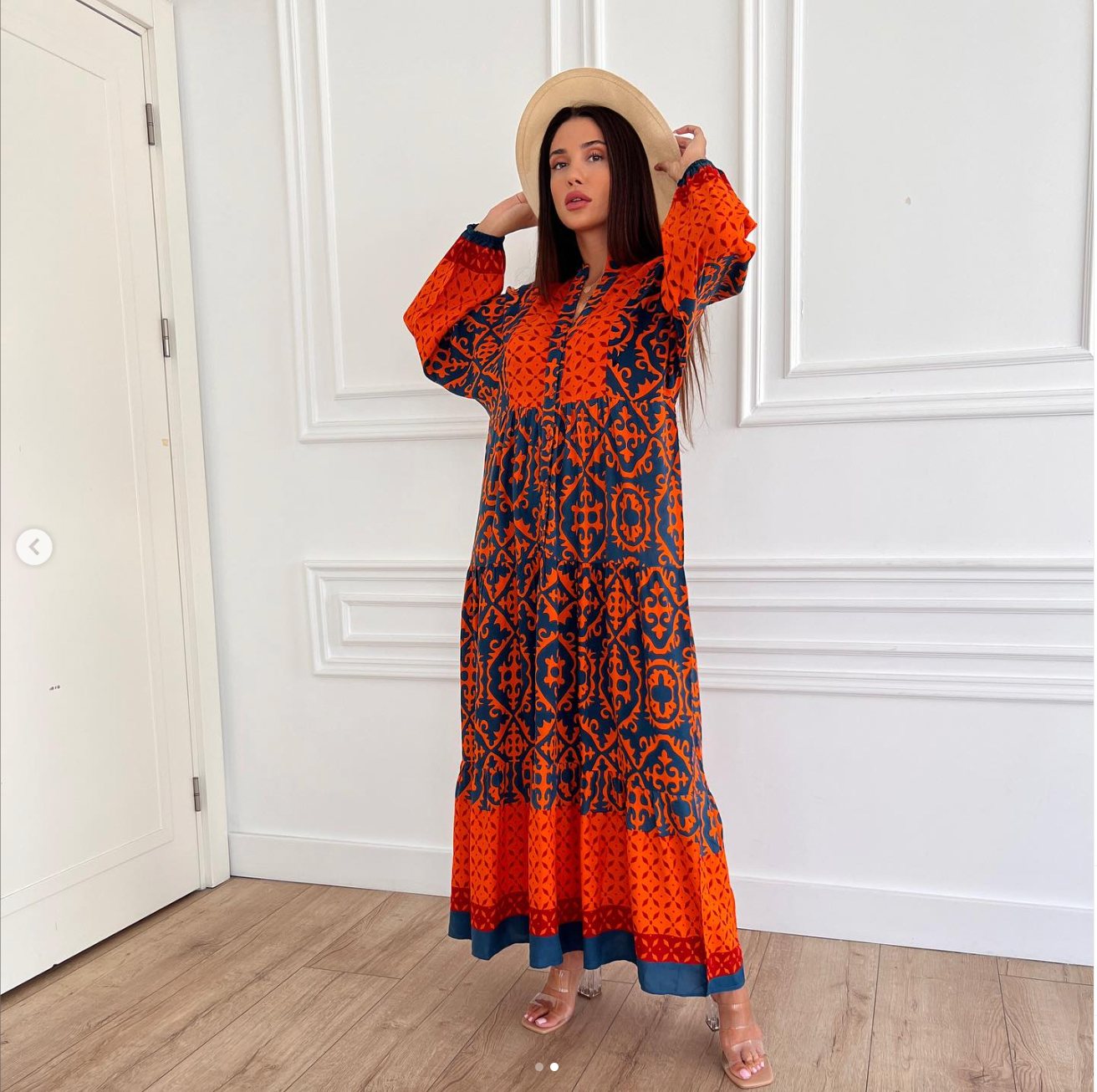 Robe longue à motifs