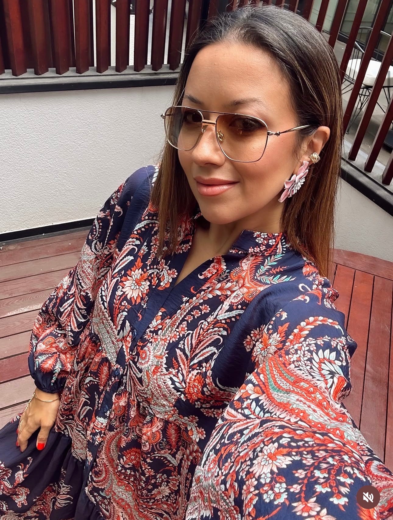 Robe Longue Paisley — Bleu Marine & Rose Terracotta