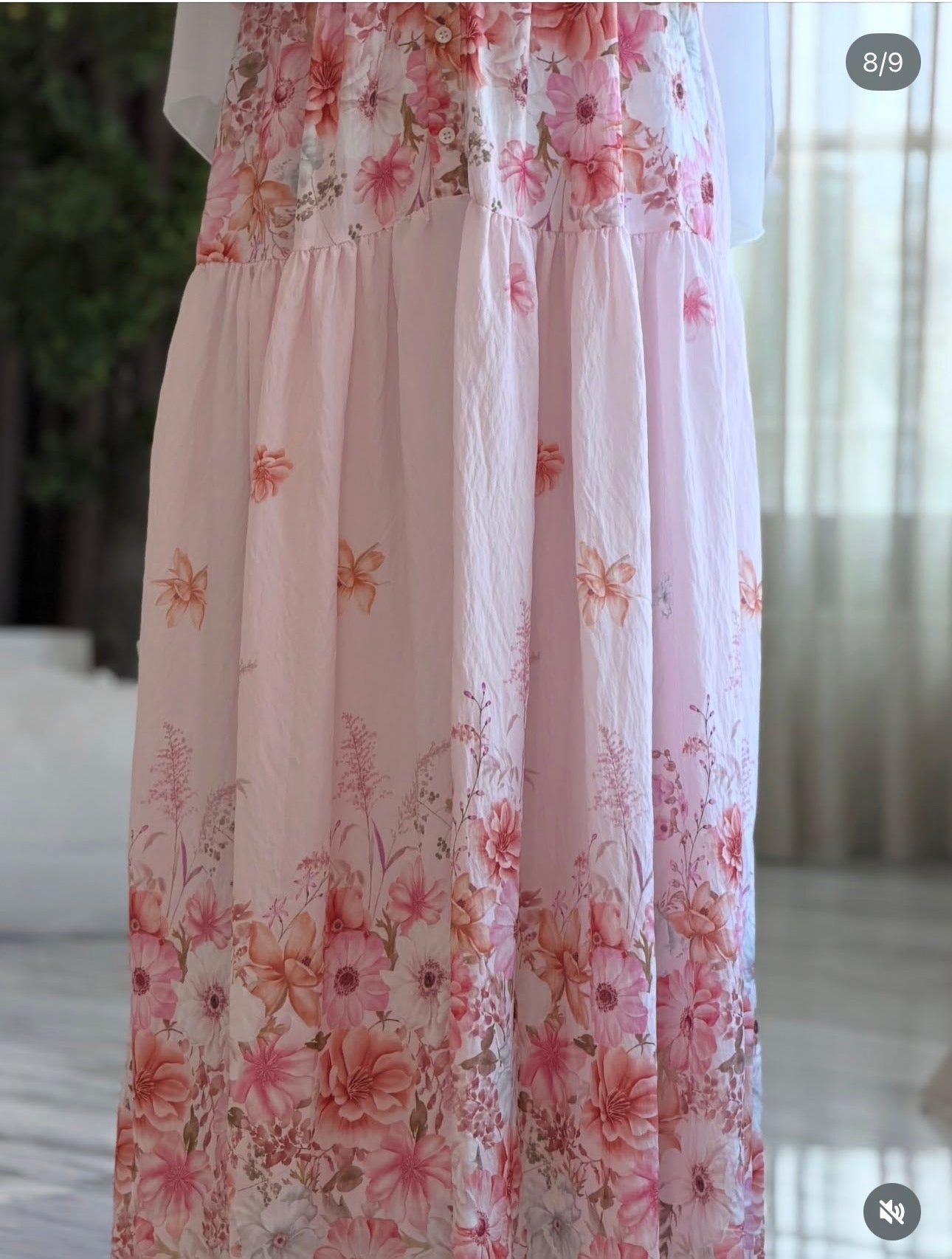Robe longue à imprimé floral romantique — rose poudré