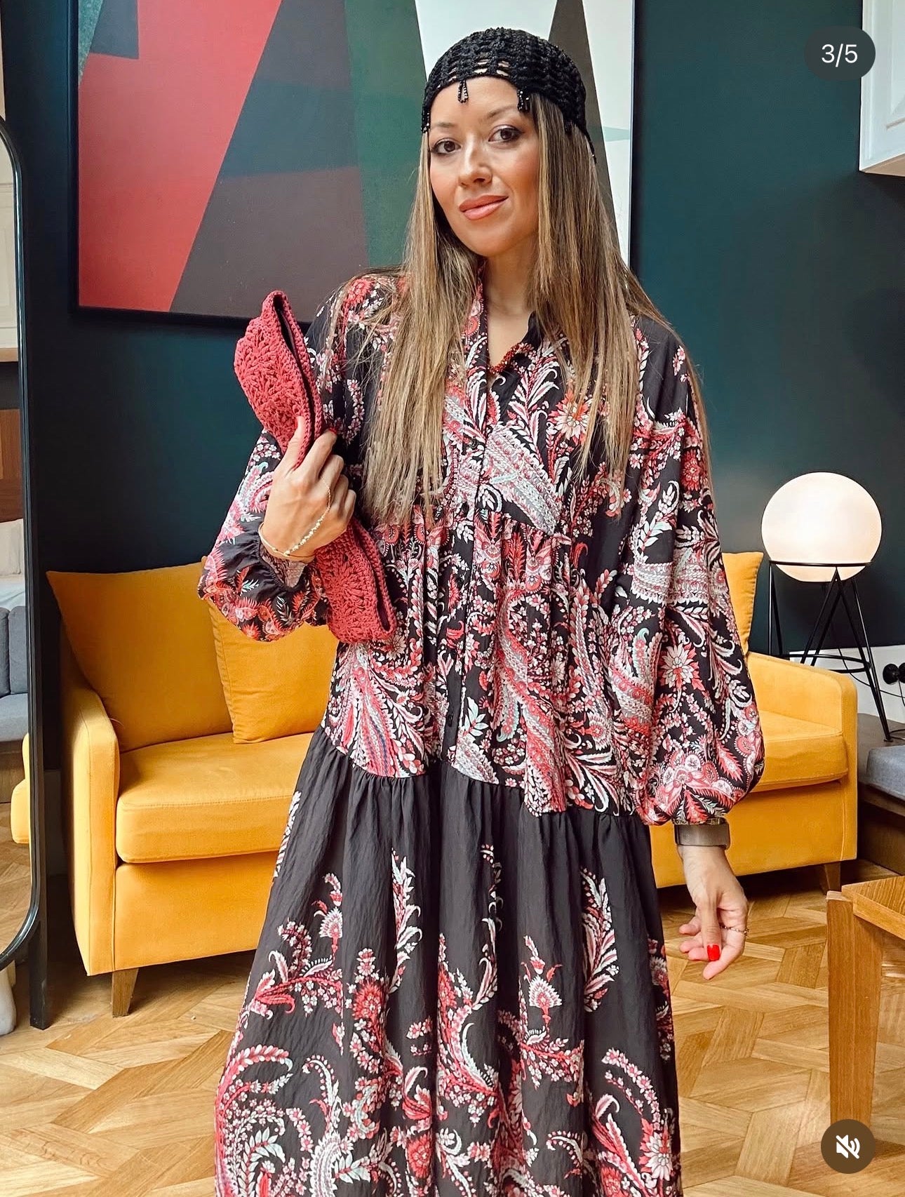 Robe Baroque Noir & Rose Ancien