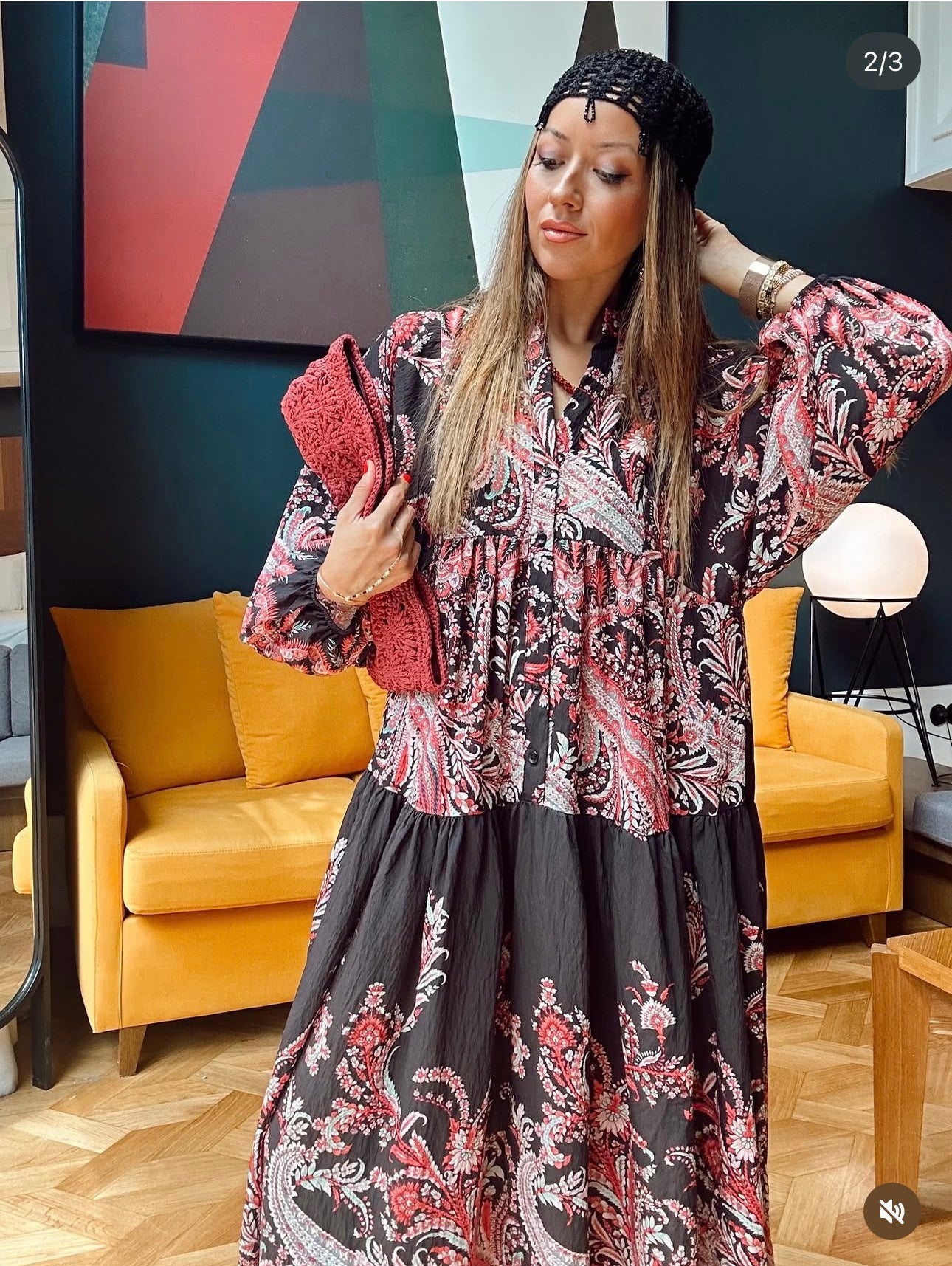 Robe Baroque Noir & Rose Ancien