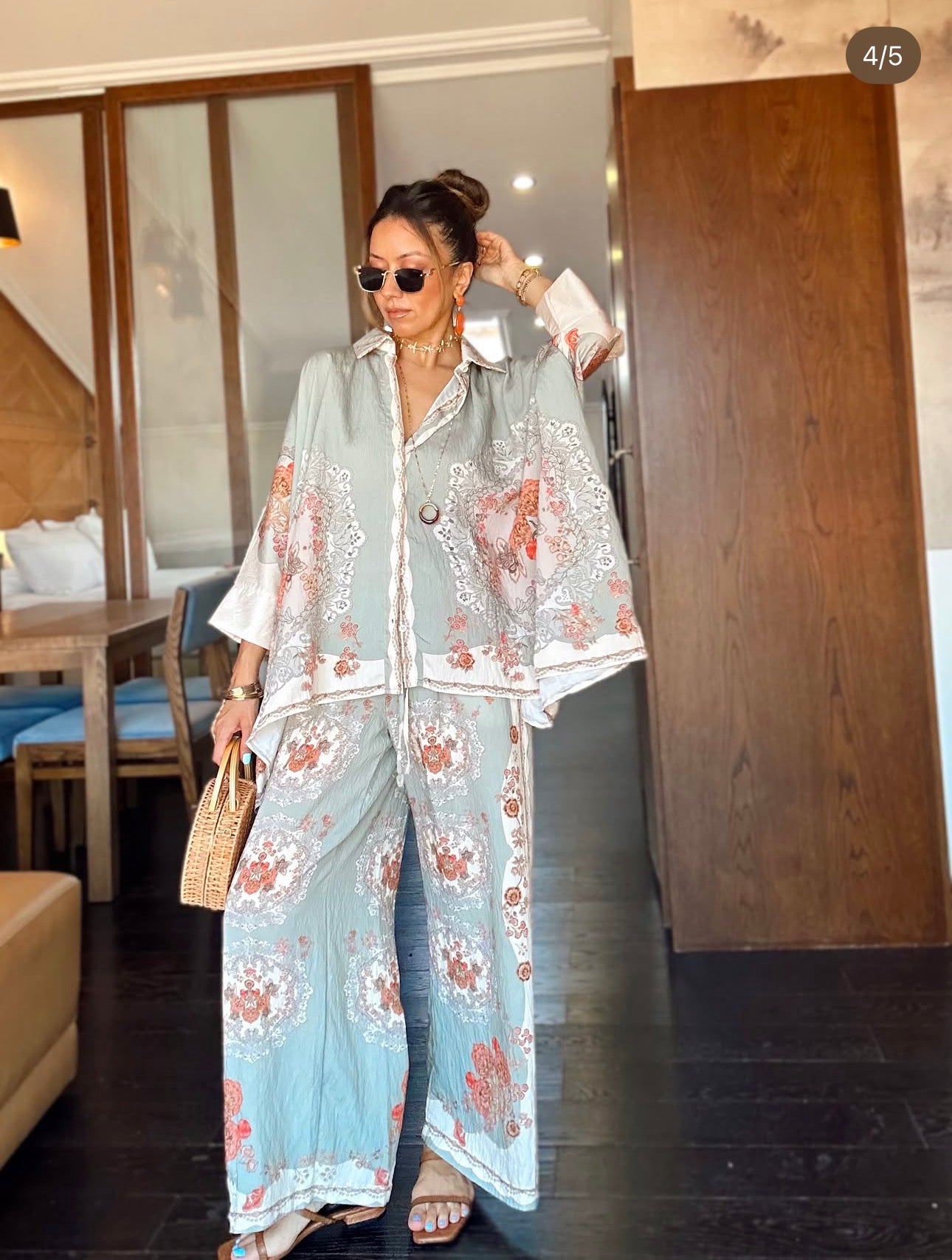 Kimono Floral — Blanc & Rose Pêche
