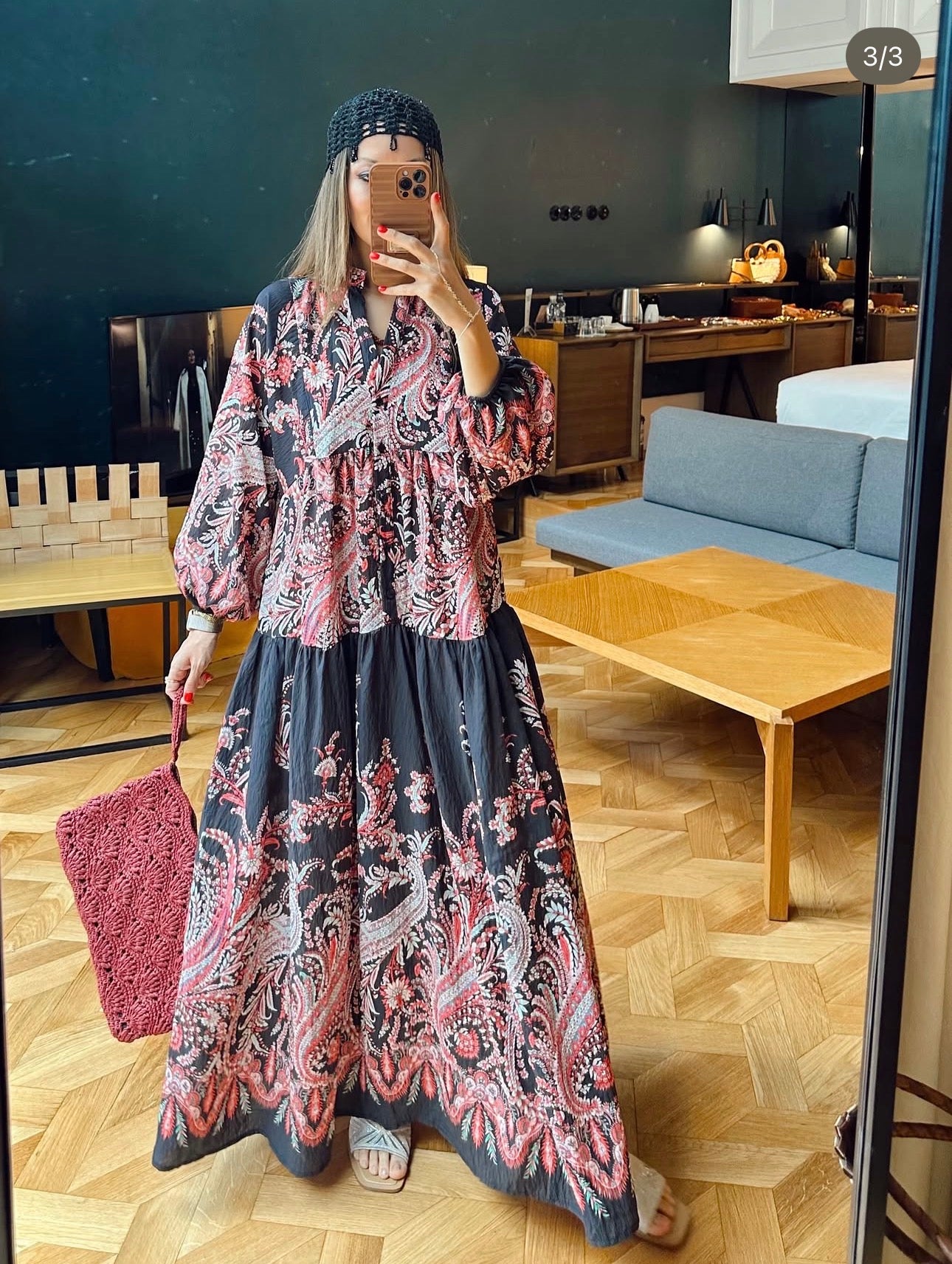 Robe Baroque Noir & Rose Ancien