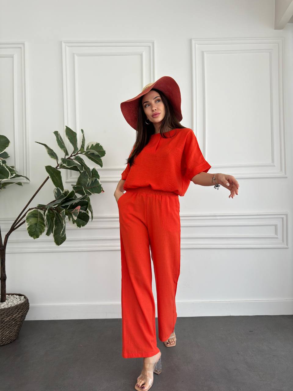 Ensemble lin orange