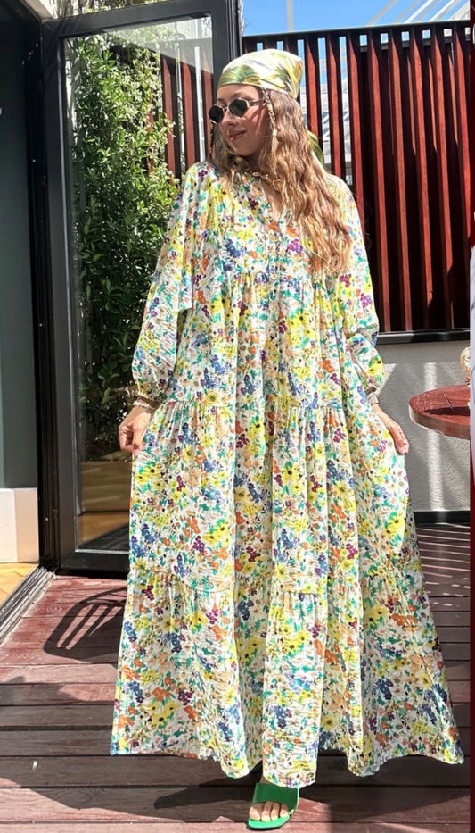 Robe Longue Bohème Fleurie Multicolore – Collection Garden