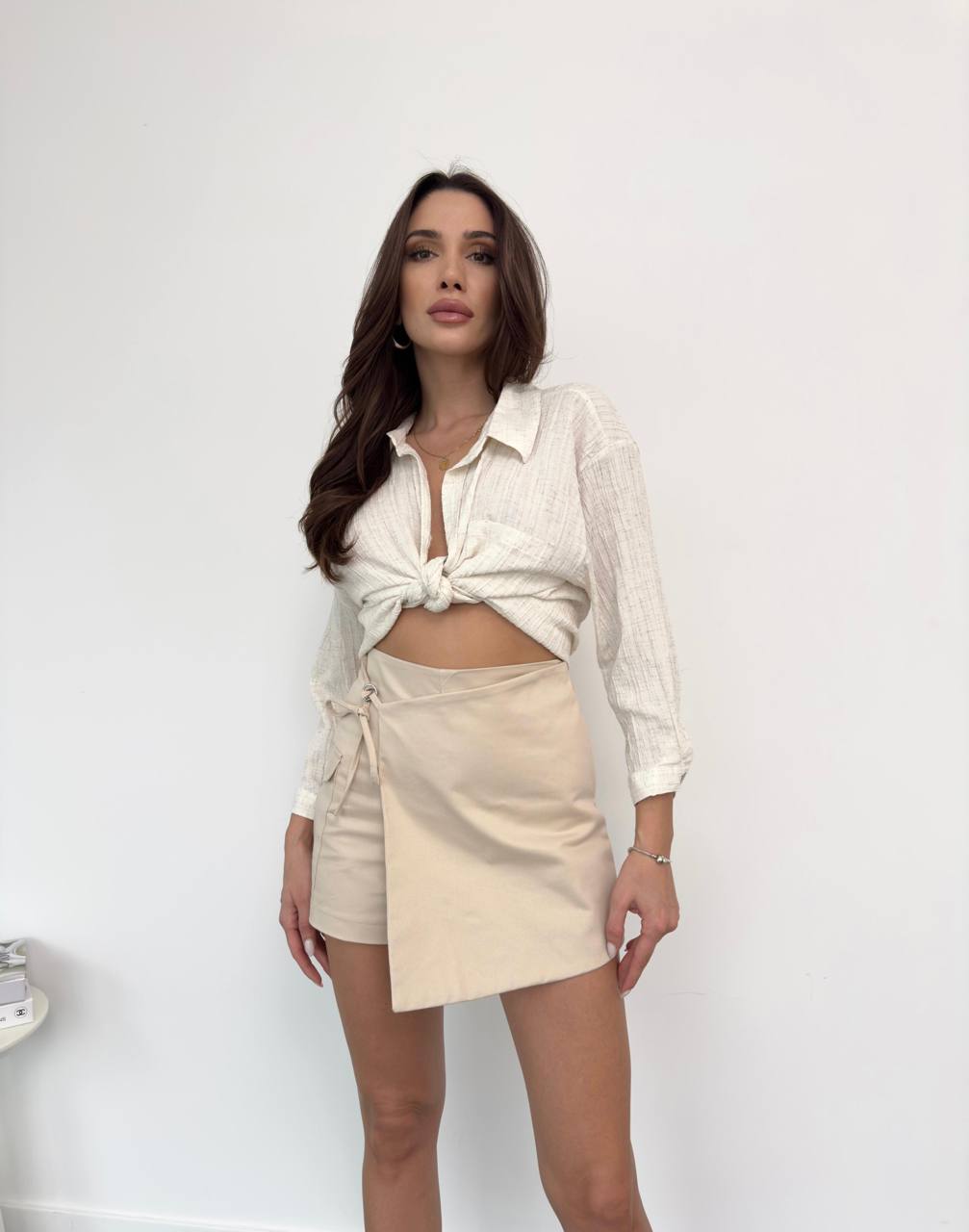 Short jupe élégant beige