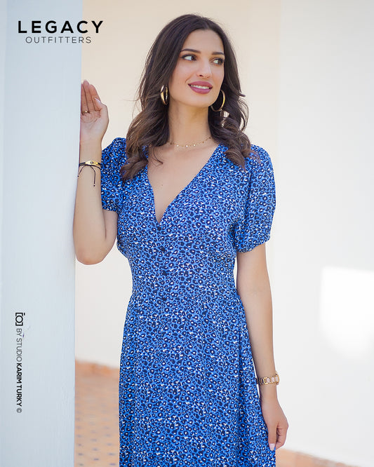Robe longue demi manche avec fente