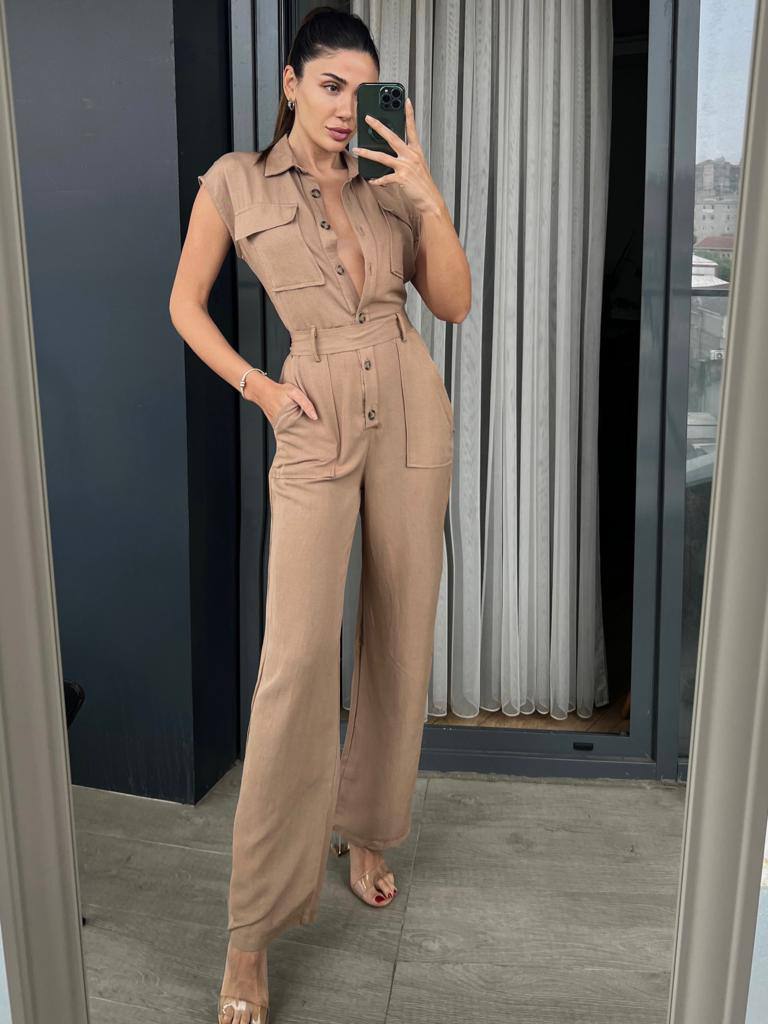 Combinaison en lin - marron claire