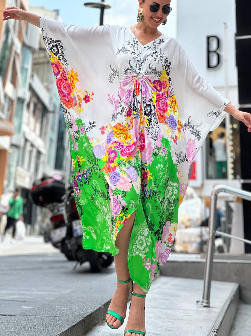 Robe longue oversize à motifs