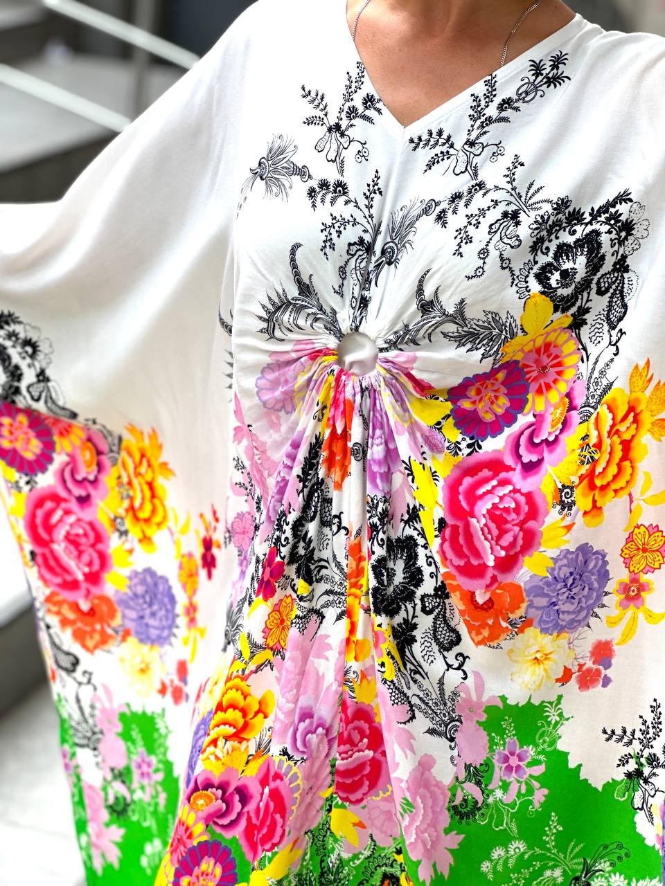 Robe longue oversize à motifs