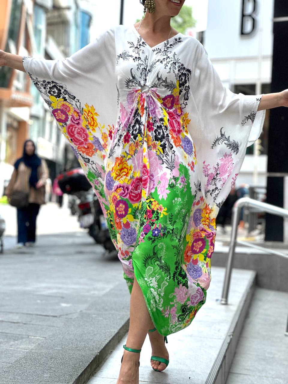 Robe longue oversize à motifs
