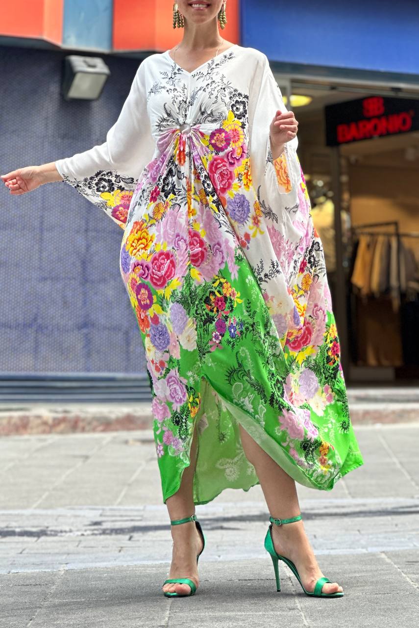 Robe longue oversize à motifs