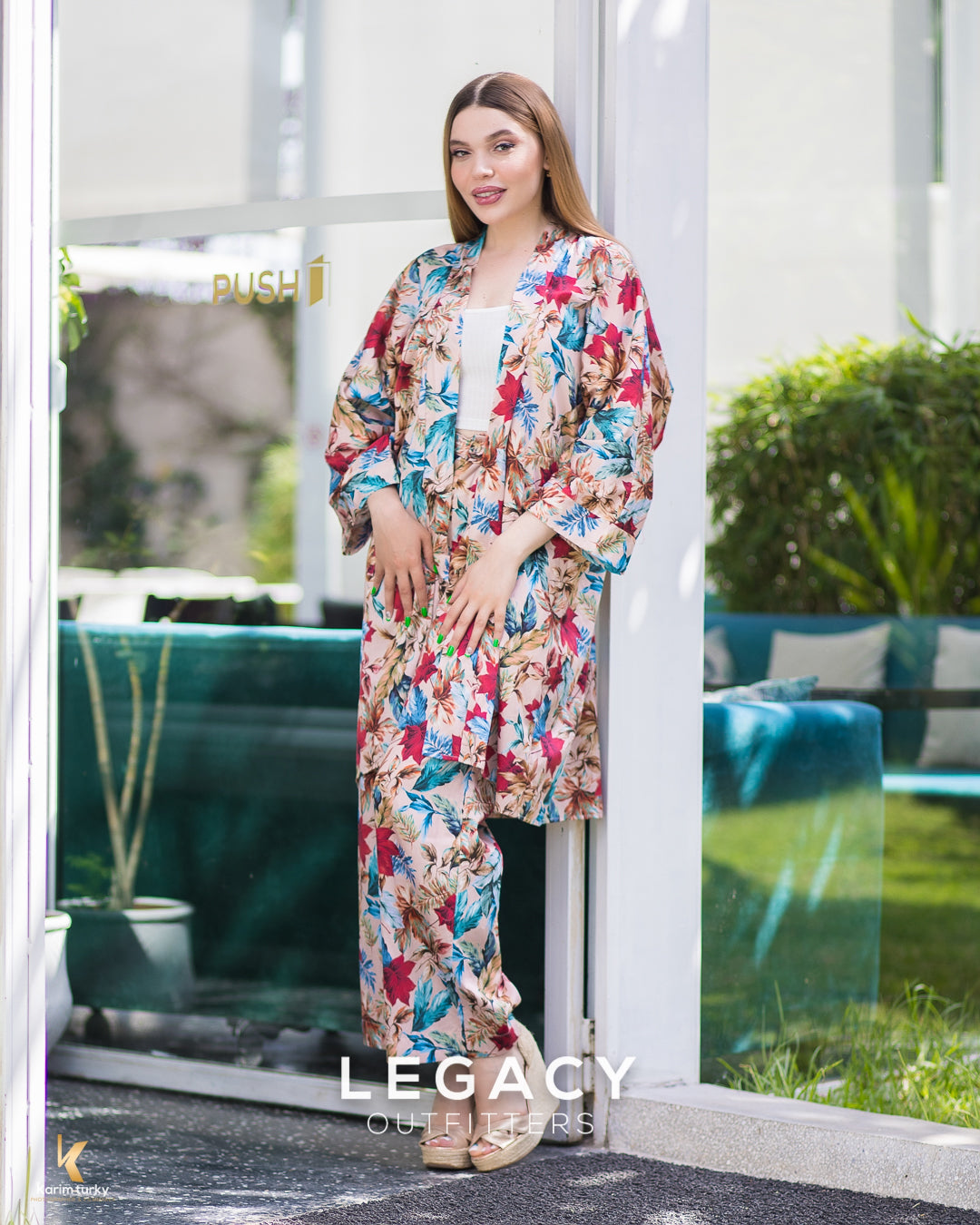 Euphoria Kimono set en lin imprimé