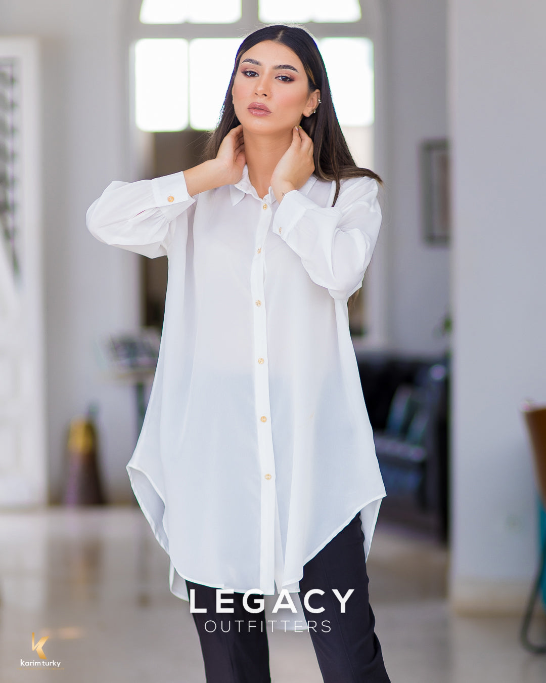 Chemise blanche en mousseline de soie