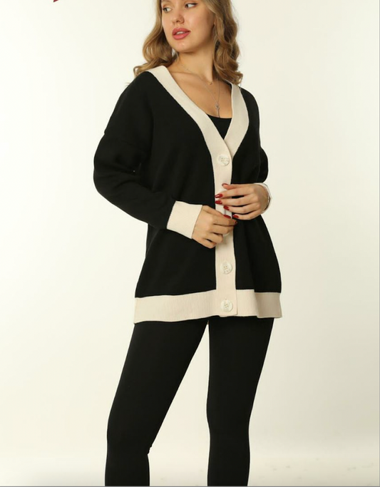 Cardigan Col V Noir