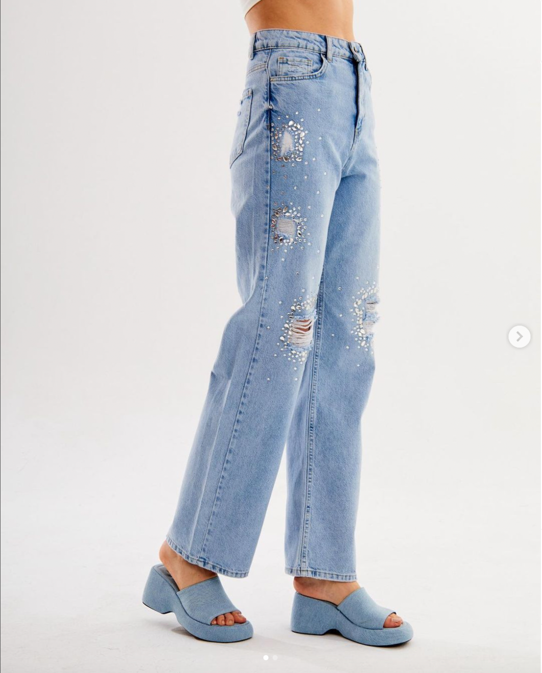 Pantalon en jean avec Estrass