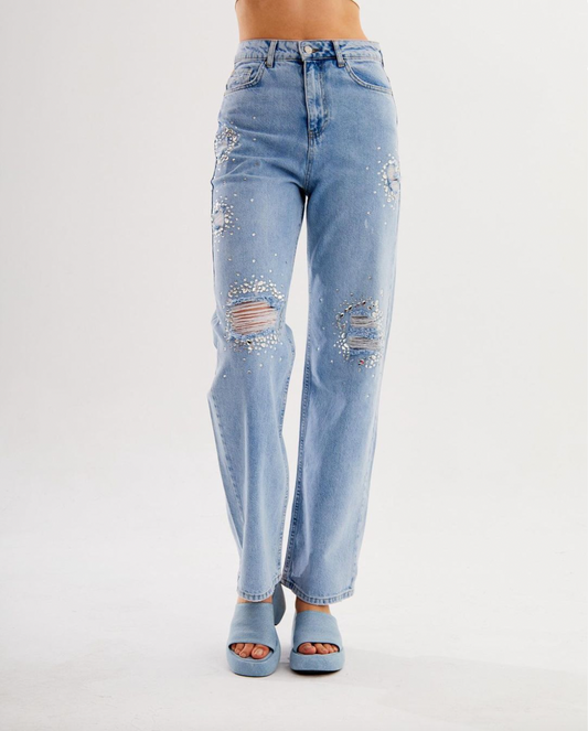 Pantalon en jean avec Estrass