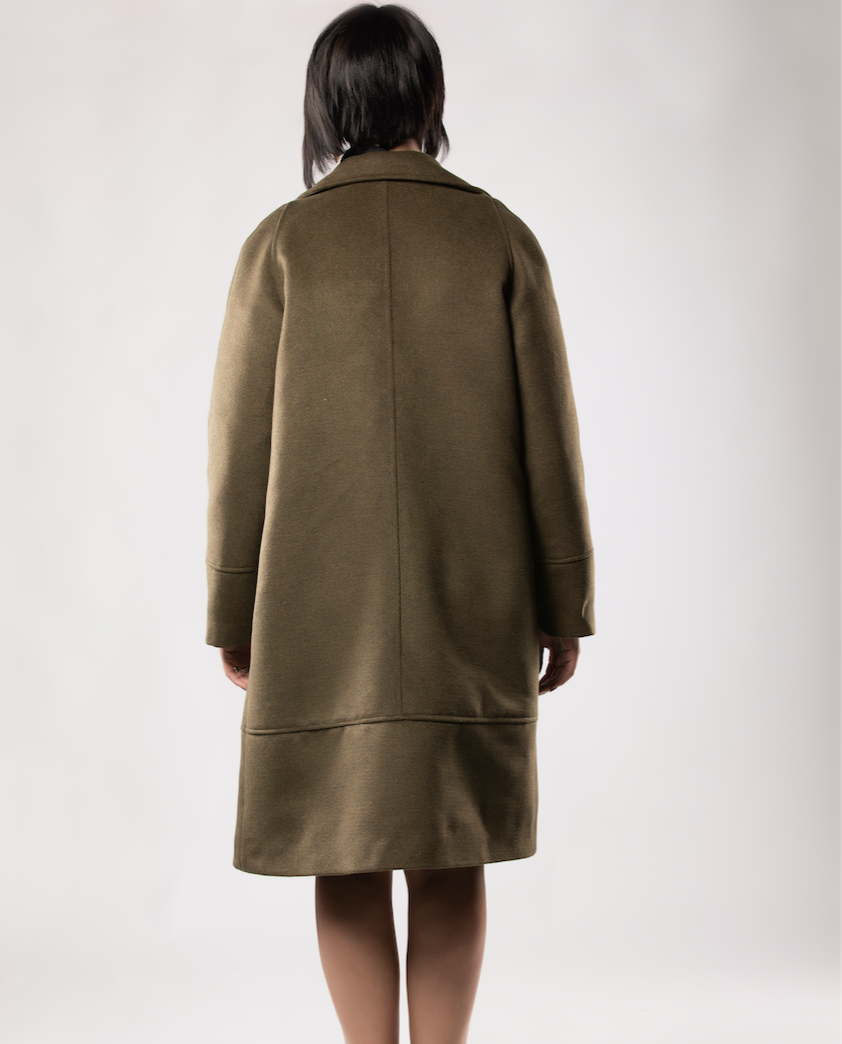 Manteau mi-long Vert bouteille en laine