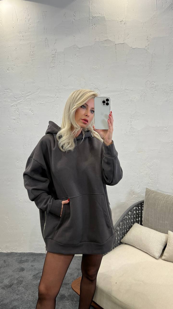 Sweat à capuche Oversize Gris