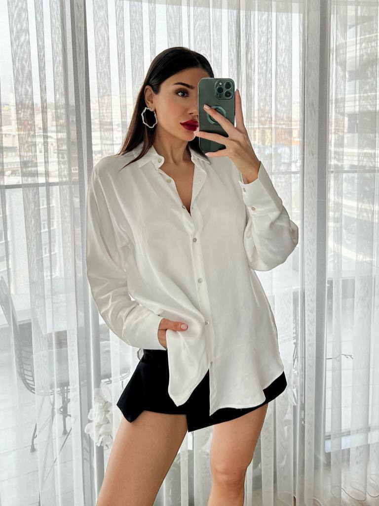 Chemise satinée Blanche